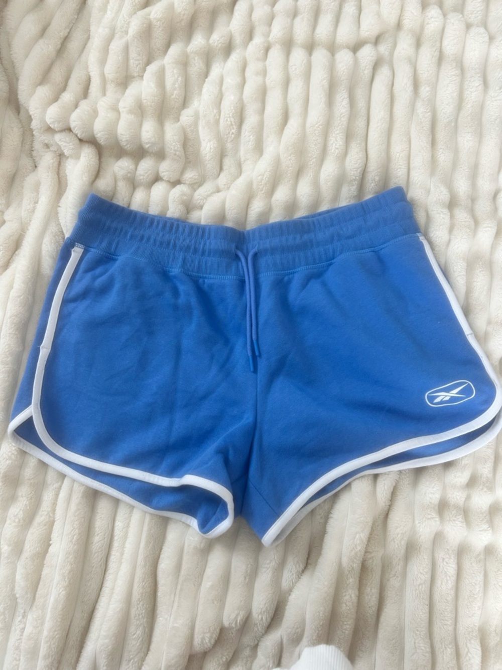 Reebok Bright Blue Women's Athletic Dolphin Shorts with White Trim